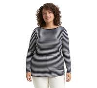 TOM TAILOR 1048373 T-Shirt à Manches Longues, 38573-Navy Offwhite Tee Stripe, 48 Femmes