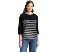 TOM TAILOR 1050889 T-Shirt, 39839-Bleu Marine rayé Blanc cassé, M Femme