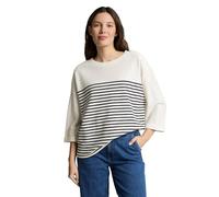 TOM TAILOR 1050889 T-Shirt, 39840-Blanc cassé Bleu Marine à Rayures, S Femmes