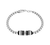 Tom Tailor 2100633 Bracelet avec pendentif pour homme en acier inoxydable et caoutchouc Argenté 20 + 2 cm