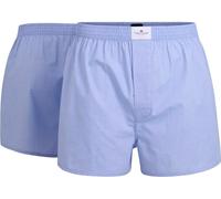 TOM TAILOR Boxers homme, Lot de 2 - Short tissé, coton, popeline, carreaux bleu clair M