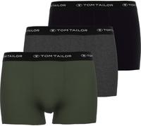 TOM TAILOR Boxers hommes, Lot de 3 - Hip Pants, Buffer G4, Boxer Brief, Uni Noir/Gris/Vert XL