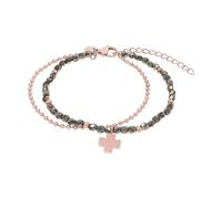 TOM TAILOR - Bracelet pour Femme en Acier inoxydable - Rosé - avec Verre - Pendentif en Forme de Feuille de Trèfle - TT-B0017