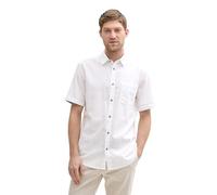 TOM TAILOR Chemise à Manches Courtes pour Homme, Coupe Droite, en Lin, Blanc 20000., M