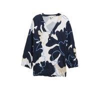 Tom Tailor V-neck Crincle 3/4 Sleeve Blouse Bleu M Femme