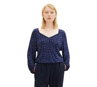 TOM TAILOR Chemisier T-Shirt Femme en Denim avec Motif, 32411-imprimé Fleuri Bleu Marine, L Dames