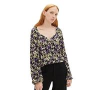 TOM TAILOR Chemisier T-Shirt Femme en Denim avec Motif, 32418-imprimé Fleuri Vert Lilas, L Dames