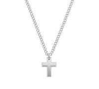 TOM TAILOR - Collier pour Homme en Acier inoxydable - Argenté - Pendentif en Forme de Croix - TT-N0016