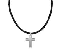 TOM TAILOR - Collier pour Homme en Acier inoxydable - Argenté - Pendentif en Forme de Croix - TT-N0017