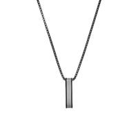 TOM TAILOR - Collier pour Homme en Acier inoxydable - Noir Gun - Pendentif en Forme de Barre - TT-N0021