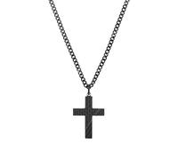 TOM TAILOR - Collier pour Homme en Acier inoxydable - Noir - Pendentif en Forme de Croix - TT-N0004