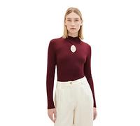 TOM TAILOR découpes Chemise Femme à Manches Longues et détail ajouré, 10308-Rouge Bordeaux Profond, M Dames