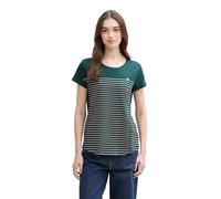 TOM TAILOR Denim 1012686 T-shirt Rayé avec Imprimé cœur Femme ,18815 - Green Rose Stripe ,XL