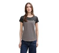 TOM TAILOR Denim 1012686 T-shirt Rayé avec Imprimé cœur Femme ,19022 - Dark Grey Rose Stripe ,L