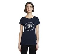TOM TAILOR Denim 1016431 T-shirt en Jersey de Coton Bio Femme ,10360 - Real Navy Blue ,L