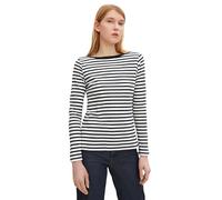 TOM TAILOR Denim 1023950 T-shirt à Manches Longues avec Rayures Femme ,25924 - Navy White Stripe ,S