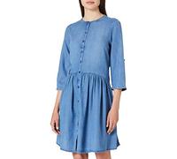 TOM TAILOR Denim 1024137 Robe en Jean Boutonnée froncée Femme ,10110 - Blue Denim ,M