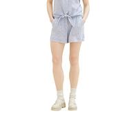 TOM TAILOR Denim 1036520 Short Basique en Lin, 31715-Bande Verticale Blanche et Bleue, L Femme