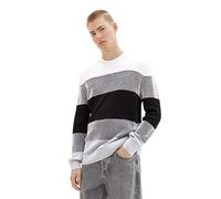 TOM TAILOR Denim 1039721 Sweater, 34213-Bloc de Couleur Blanc Noir Gris, M Homme