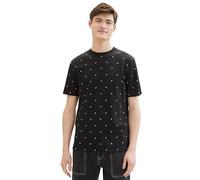 TOM TAILOR Denim 1040860 T-Shirt, 34831-black White Mini Leaf Print, M Homme