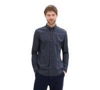 TOM TAILOR Denim 1041396 Chemise Slim fit avec Motif, 35556-Bleu Marine et Blanc-Design Minimal, L Hommes