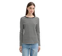 TOM TAILOR Denim 1043085 T-Shirt à Manches Longues, 32575-Rayures Noires et Blanches, S Femmes