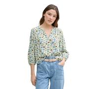 TOM TAILOR Denim 1045496 Blouse, 37809-white Green Blue Flower Print, S Femmes