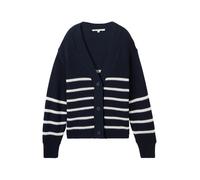 TOM TAILOR DENIM Cardigan bleu marine / blanc, Taille M