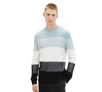 TOM TAILOR DENIM Homme Col Rond Pull Structuré Colorblock - Ajustement Régulier