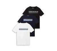 TOM TAILOR Denim Hommes Lot de 3 t-shirts imprimés 1034860, 29999 - Black, L