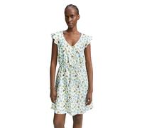 TOM TAILOR Denim Mini Robe pour Femme avec Motif, 37809 - Imprimé Floral Blanc, Vert, Bleu, S