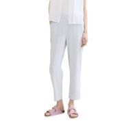 TOM TAILOR Denim Pantalon fuselé Basique en Lin pour Femme, 35562 - Bleu Clair et Blanc à Petites Rayures, XL