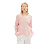TOM TAILOR Denim Pull Basique avec col en V pour Femme, 32541-light English Rose Melange, M