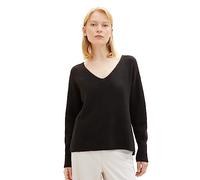 TOM TAILOR Denim Pull Basique pour Femme avec col en V, 14482-noir Profond, M, Noir (14482), M