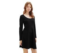 TOM TAILOR Denim Robe Patineuse en Jersey pour Femme avec Structure côtelée, 14482-noir Profond, L, Noir (14482), L