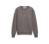 TOM TAILOR DENIM Sweat-shirt taupe / orange / noir / blanc, Taille M
