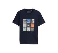 TOM TAILOR DENIM T-Shirt bleu / bleu foncé / marron châtaigne / gris, Taille M
