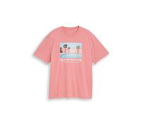 TOM TAILOR DENIM T-Shirt bleu ciel / vert foncé / rose clair / blanc, Taille L