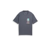 TOM TAILOR DENIM T-Shirt camel / turquoise / graphite / blanc, Taille XS