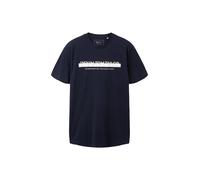 TOM TAILOR Shirt Coupe Slim en Denim pour avec Logo imprimé en Coton, 10668-capitaine du Ciel Bleu, M pour des Hommes