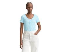 TOM TAILOR Denim T-Shirt pour Femme avec boutonnière décorative, 38267 - Petit imprimé Floral, XS