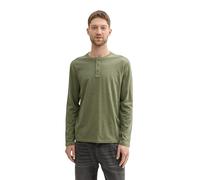 TOM TAILOR Henley 1034356 T-Shirt à Manches Longues pour Homme, 10314 - Vert Feuille de chêne, XL