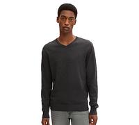 TOM TAILOR Homme Pull basique avec col en V 1012820, 10617 - Black Grey Melange, S