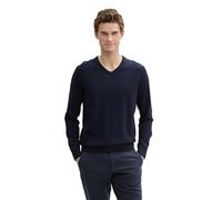 TOM TAILOR Homme Pull basique avec col en V 1012820, 13160 - Knitted Navy Melange, 3XL