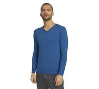 TOM TAILOR Homme Pull basique avec col en V 1012820, 26127 - Royal Blue Melange, XL