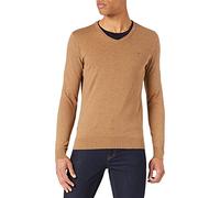 TOM TAILOR Homme Pull basique avec col en V 1012820, 26322 - Active Tabacco Melange, XL