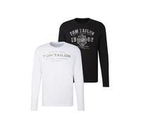 TOM TAILOR Hommes Lot de 2 t-shirts à manches longues 1034857, 29999 - Black, XXL