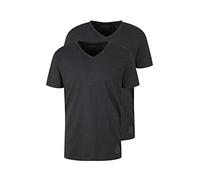 TOM TAILOR Hommes Lot de 2 t-shirts basiques avec col en V 1008639, 11086 - Dark Grey Melange, L