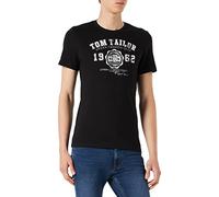 TOM TAILOR Hommes T-shirt avec logo imprimé 1027028, 29999 - Black, XXS