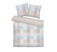 Tom Tailor Linge de lit en Flanelle, 2 * 80 x 80 cm + 200 x 220 cm, 100% Coton/Flanelle, Motif réversible et Fermeture éclair colorée, Bold Mosaic Beige, Bleu Clair (Nature, Sunny Sand & Sky Blue)